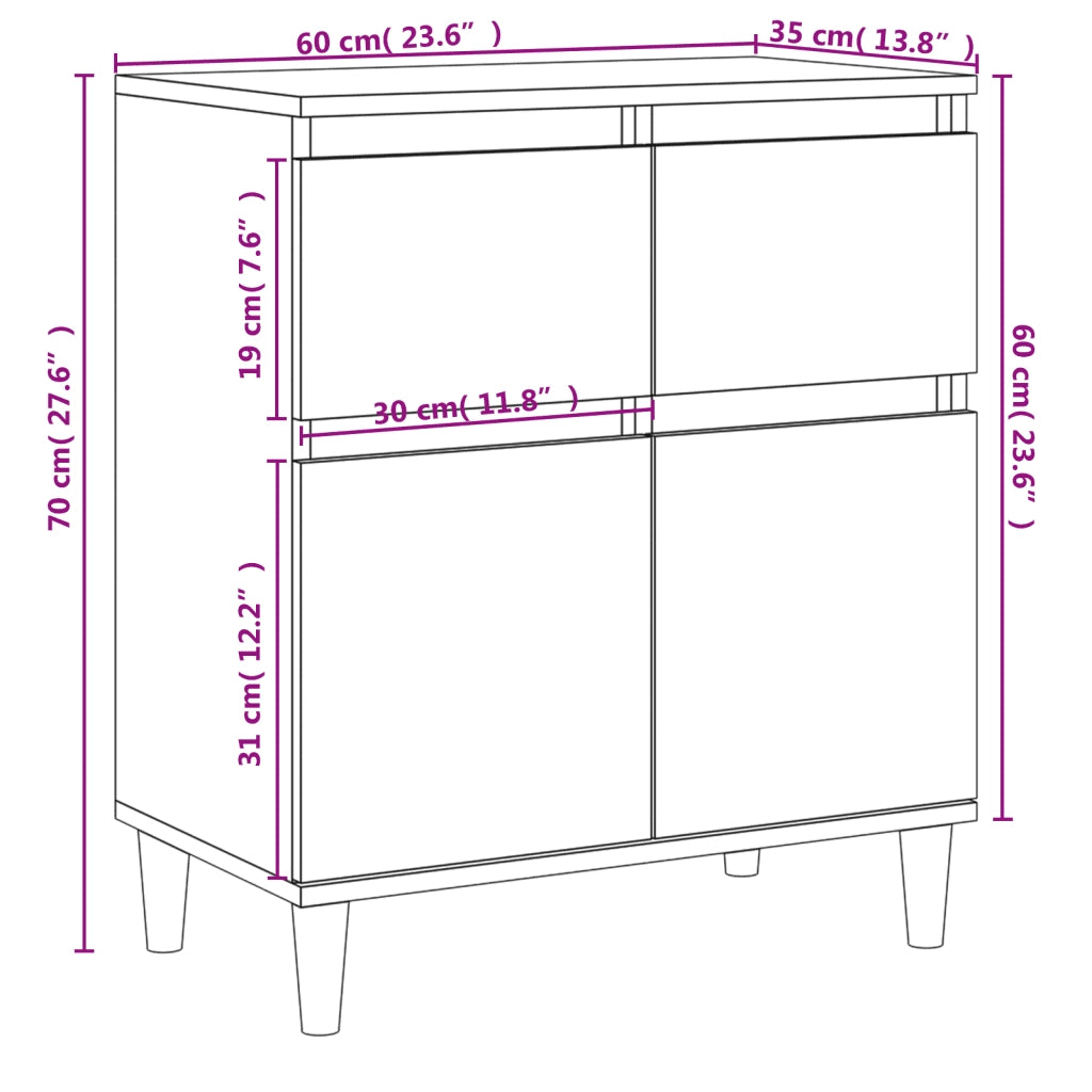 Credenza Grigio Sonoma 60x35x70 cm in Legno Multistrato