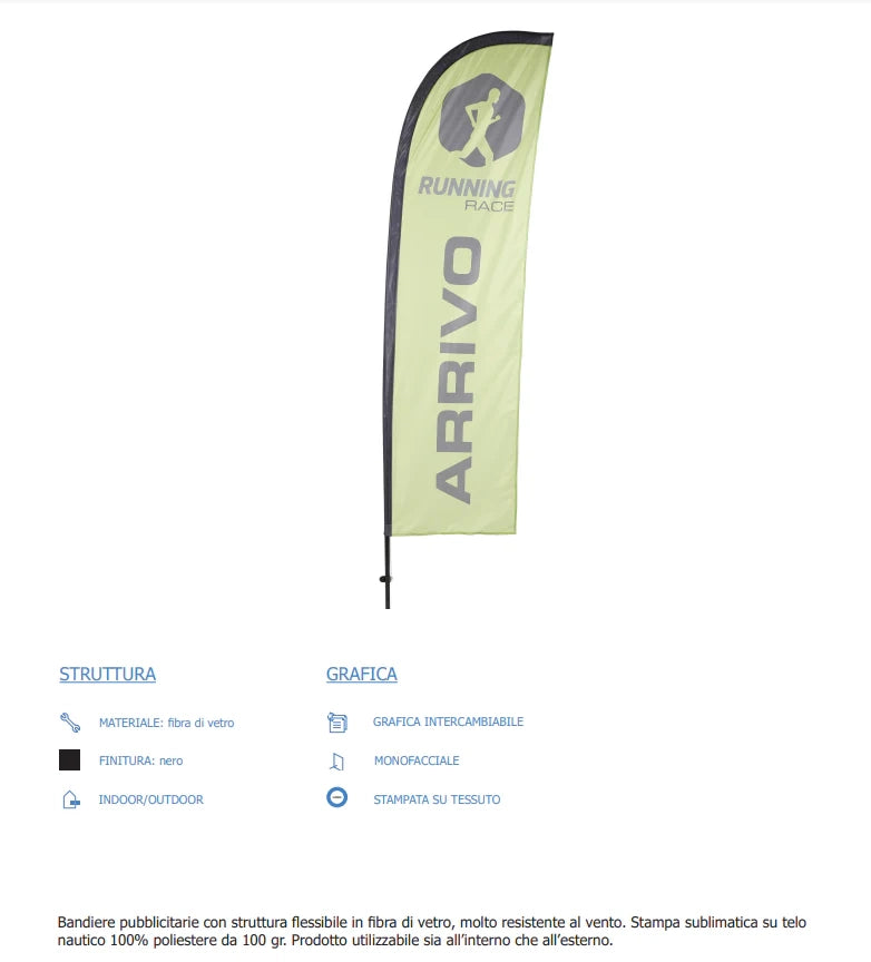 Bandiera ad ALA con stampa varie misure - 200 cm