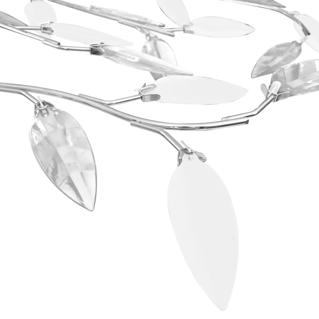 Lampadario Foglie e Bracci in Cristallo Acrilico 5 E14 Bianco 289239