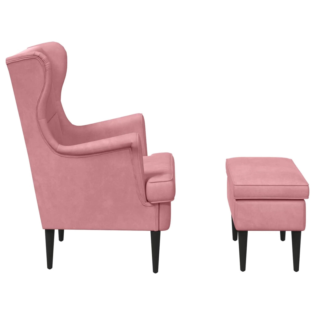 Poltrona con Ottomano 2 pz Rosa Velluto 3418818