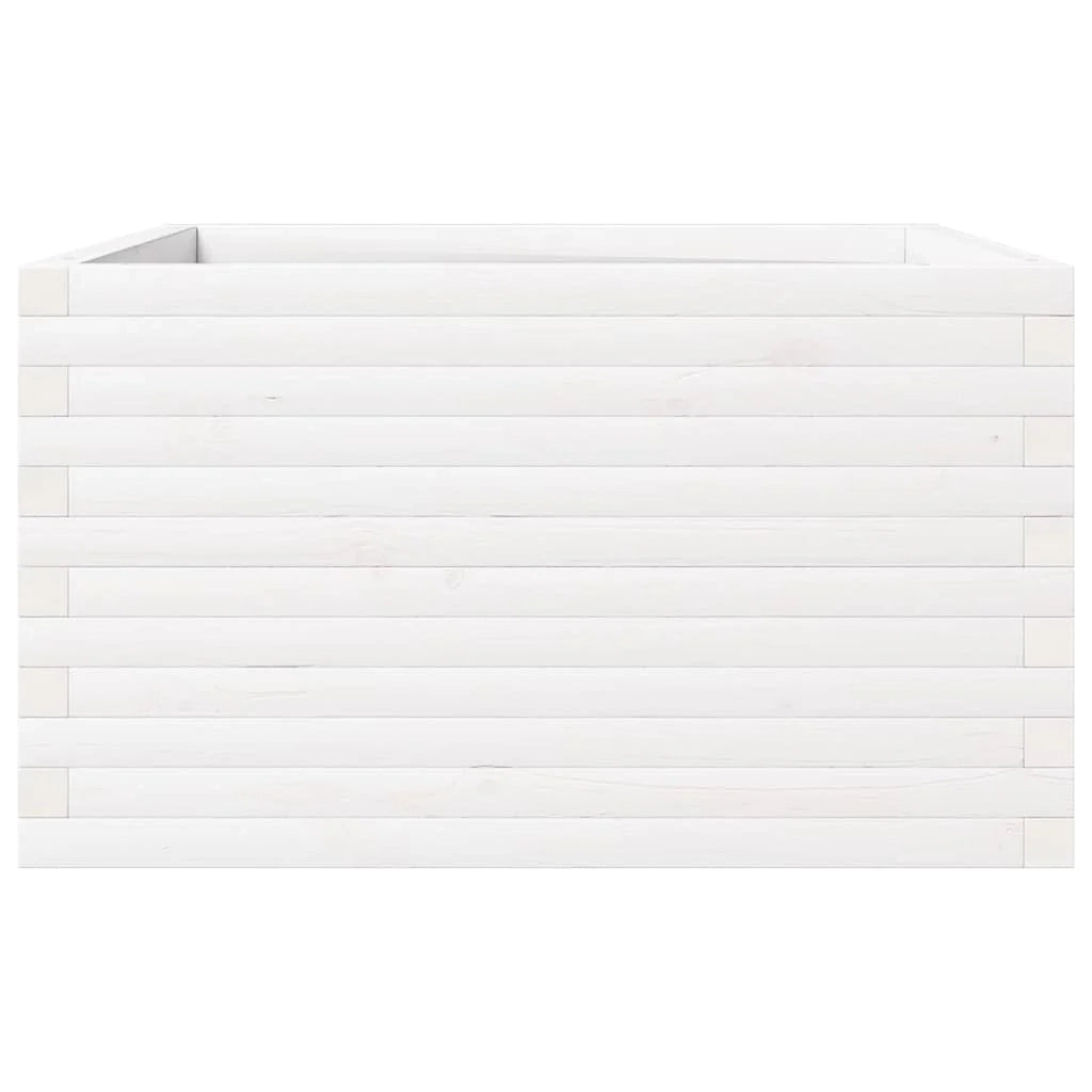 Fioriera rialzata per piante e fiori terrazza giardino 80 x 80 x 46 cm legno di pino massiccio bianco 02_0037916