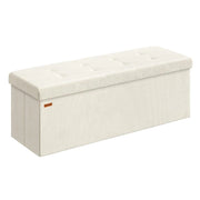 Panca/pouf contenitore pieghevole 38 x 76 x 38 cm poggiapiedi/testa letto cassapanca contenitore portata fino a 300 kg per soggiorno camera da letto ingresso bianco 12_0004170