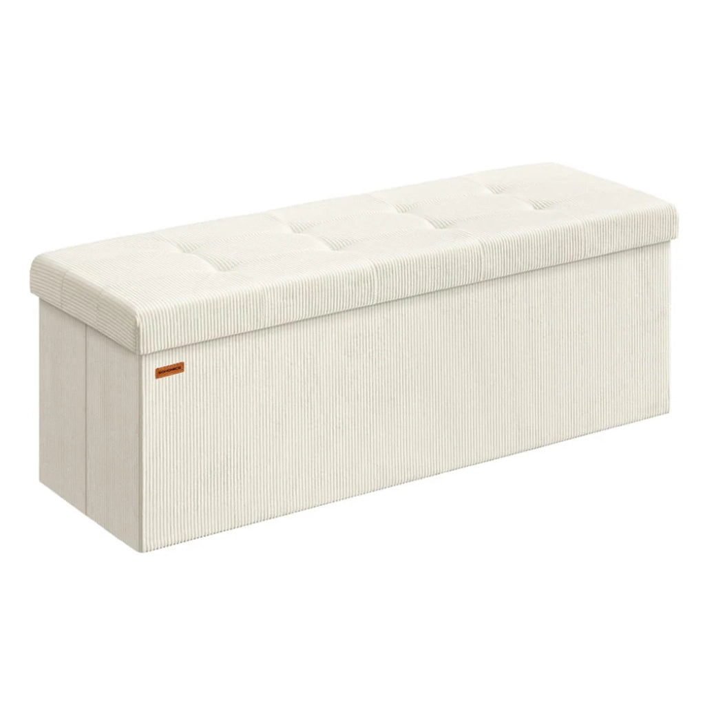 Panca/pouf contenitore pieghevole 38 x 76 x 38 cm poggiapiedi/testa letto cassapanca contenitore portata fino a 300 kg per soggiorno camera da letto ingresso bianco 12_0004170