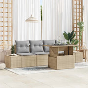 Set Divano da Giardino con cuscino 5 pcs Beige e Grigio Chiaro