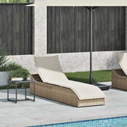 Lettino Prendisole | Sdraio da giardino | Lettino da sole Pieghevole con Cuscino e Portaoggetti Beige