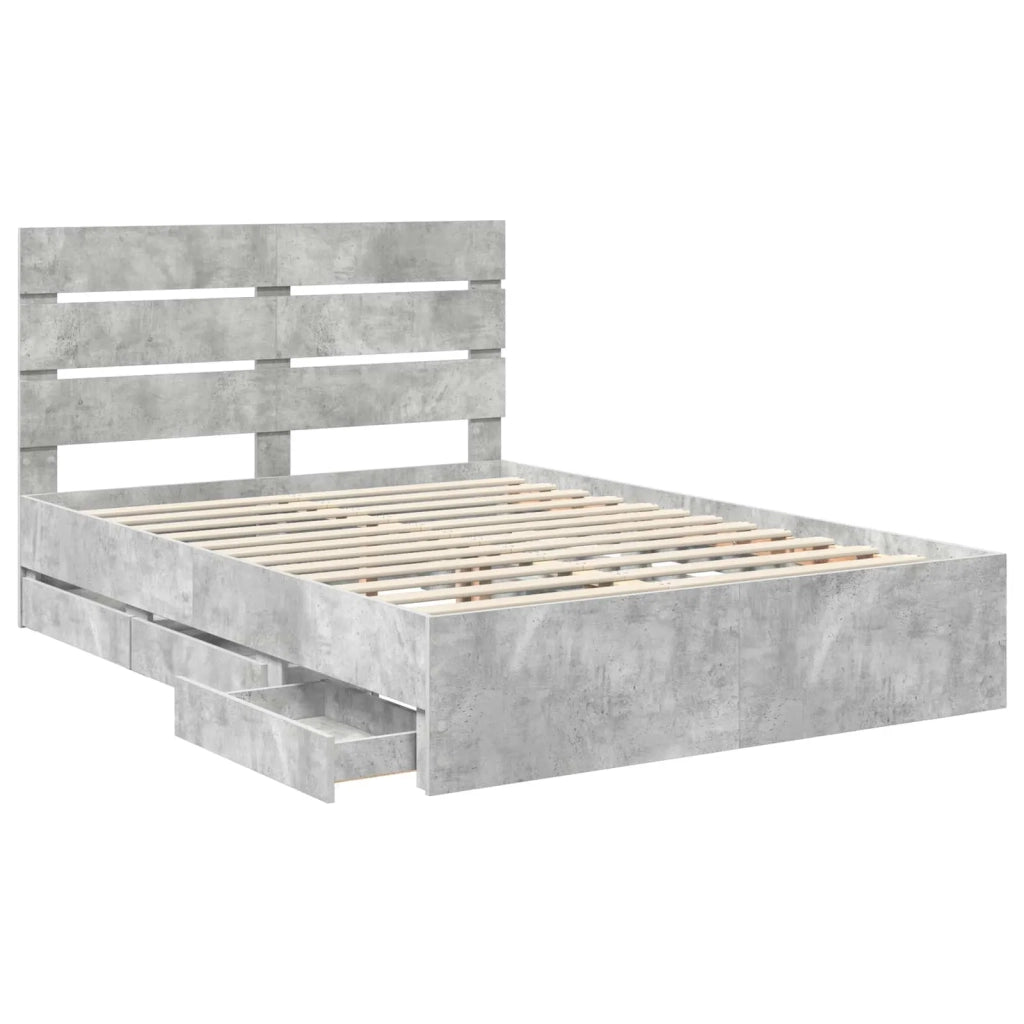 Struttura del letto con cassetto Grigio cemento 150 x 200 cm