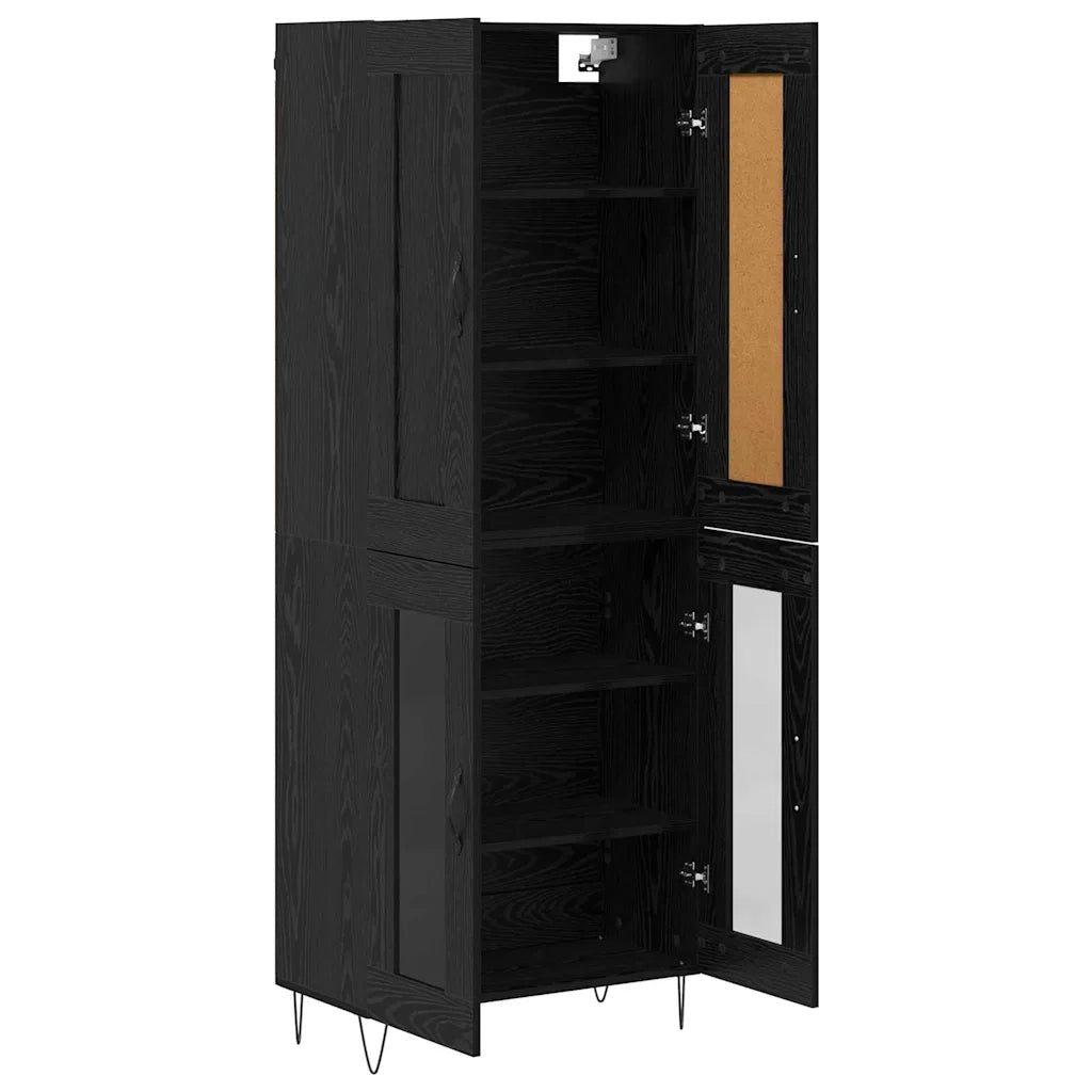 Credenza | Madia | Buffet da pranzo | Armadio da pranzo Rovere Nero 69,5 x 34 x 180 cm Legno multistrato