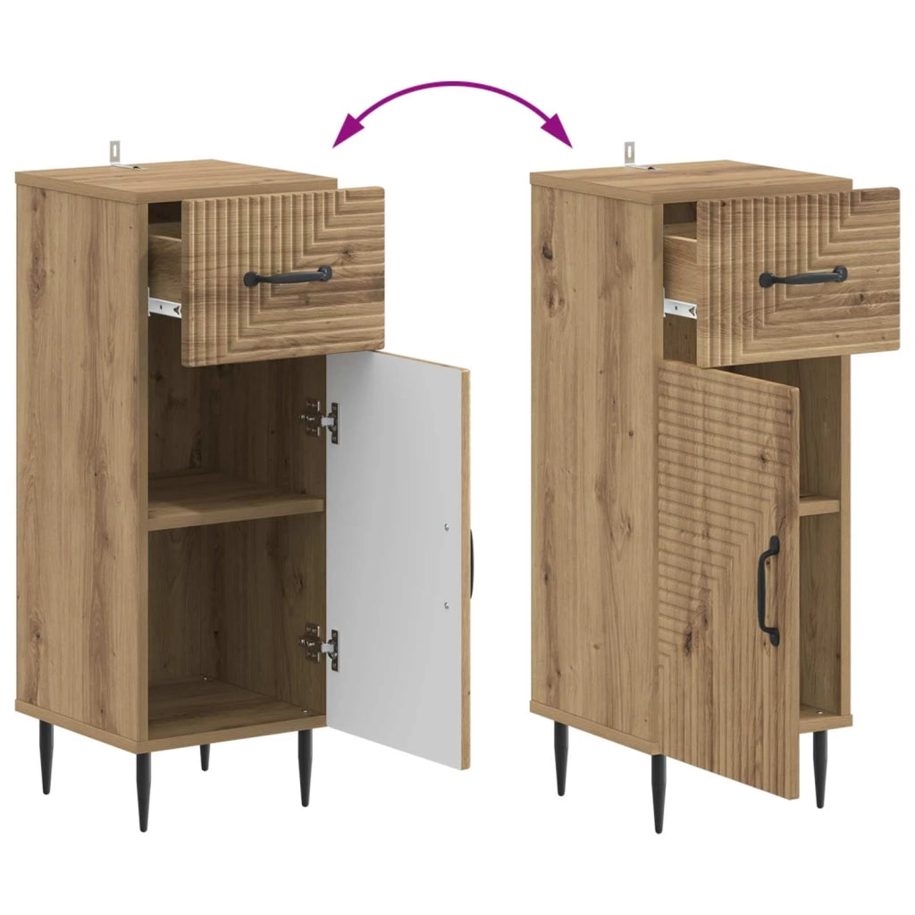 Mobiletto da Bagno HAARLEM Rovere Artigianale 30 x 31 x 80 cm 896834