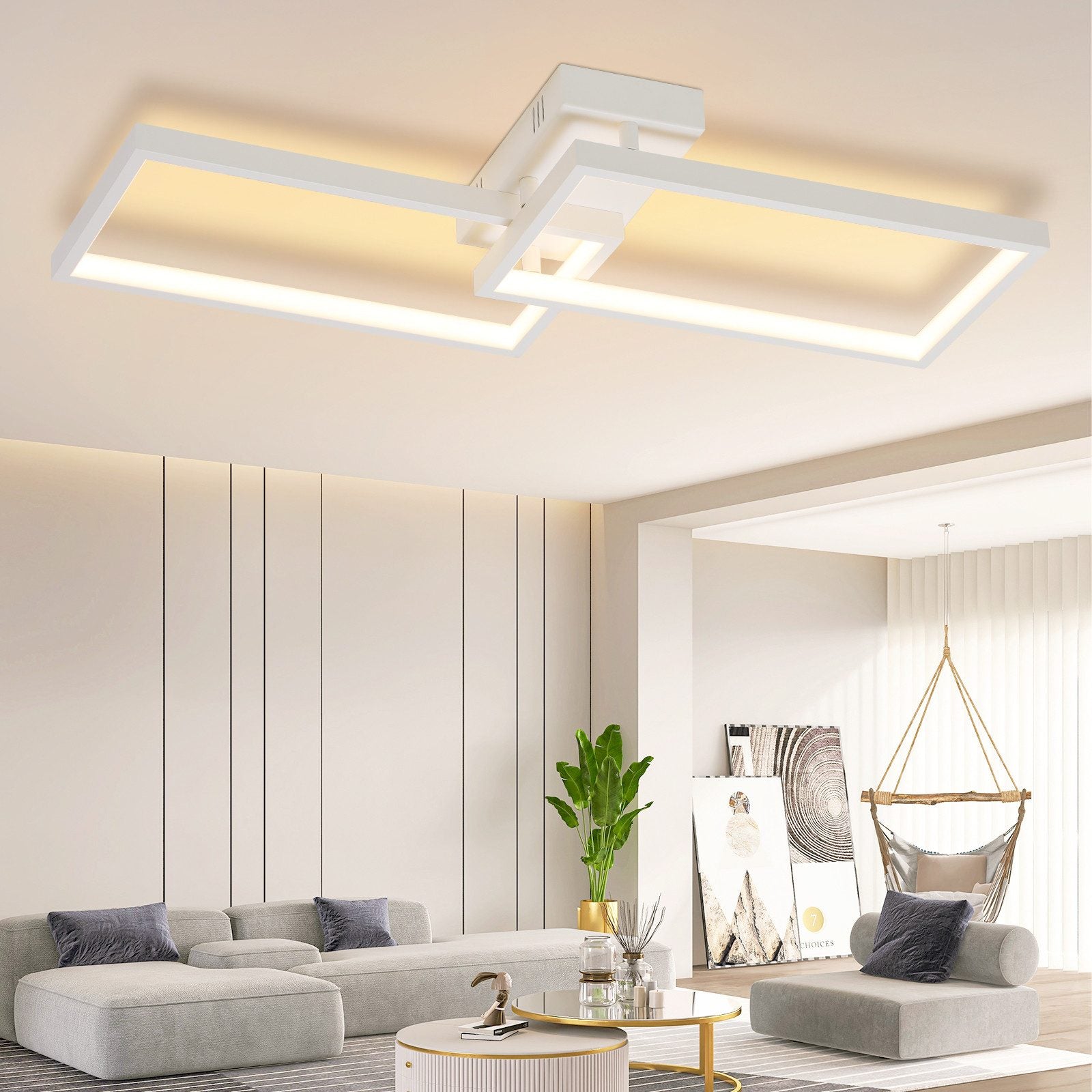 ZMH Lampada da soffitto LED moderna metallo telecomando 2 luci per camera letto