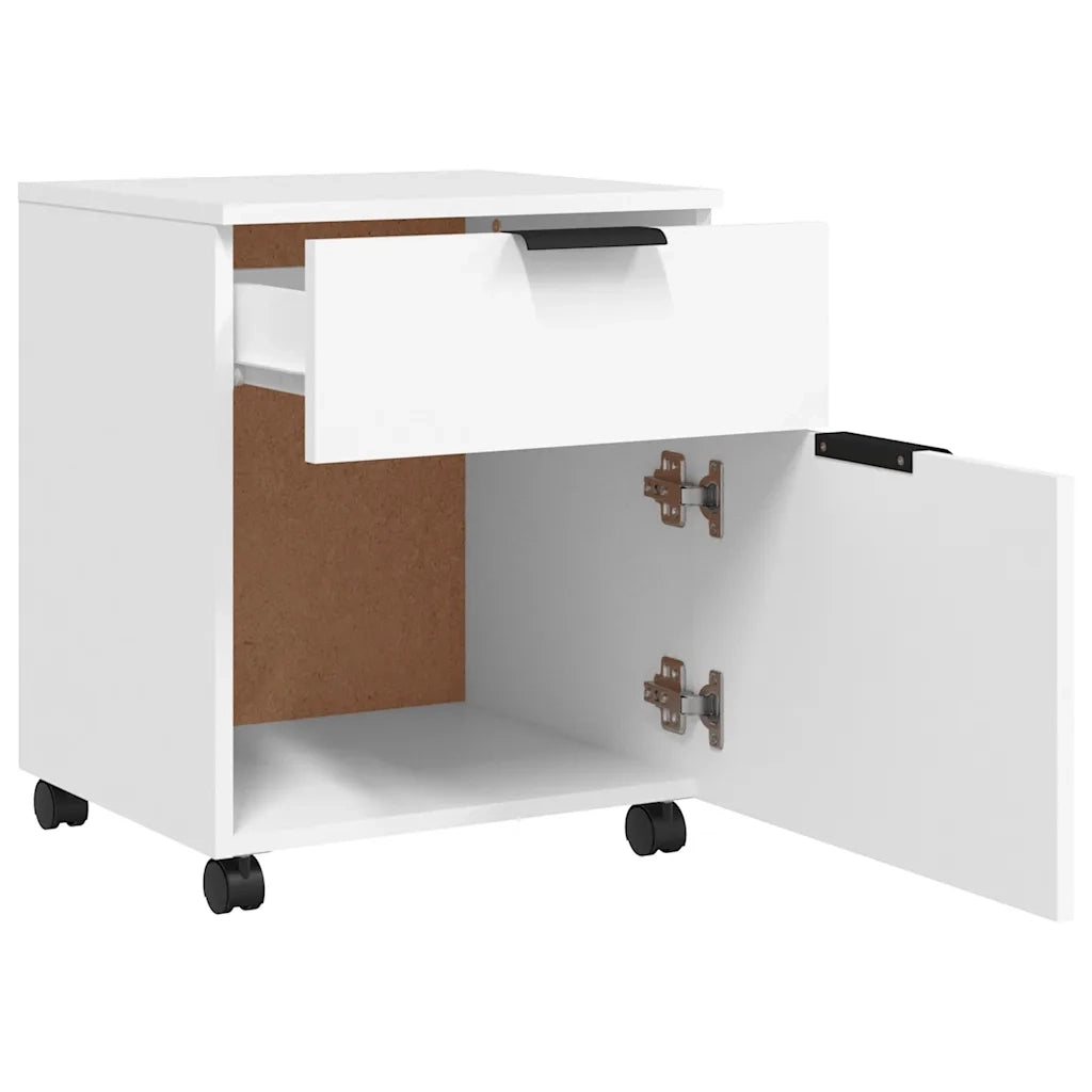 Schedario con Ruote Bianco 45x38x54 cm Legno Multistrato 811520