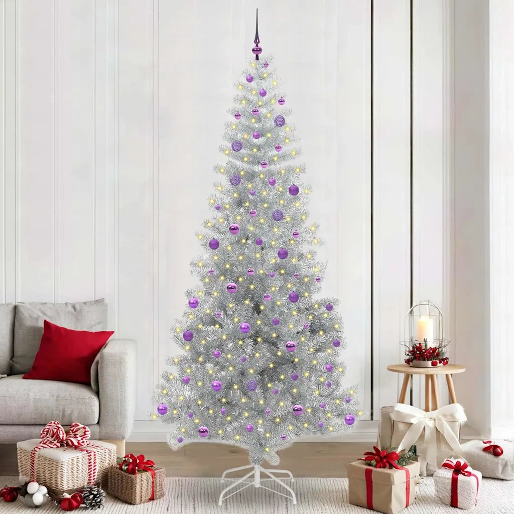 Albero di Natale con 300 LED con supporto Argento 240 cm PET 3396698