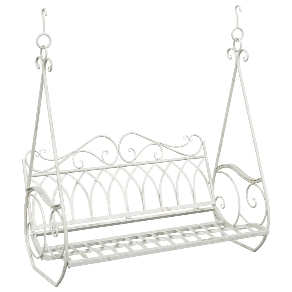 Panchina a Dondolo Acciaio 112 x 60 x 126,5 cm Bianco Antico