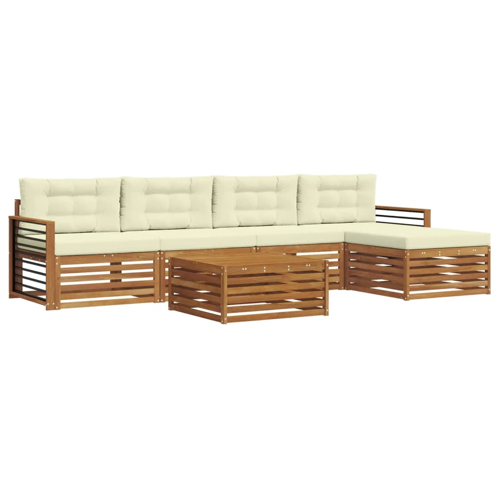 Set di divani da esterno con cuscino 6 pcs Naturale e Crema