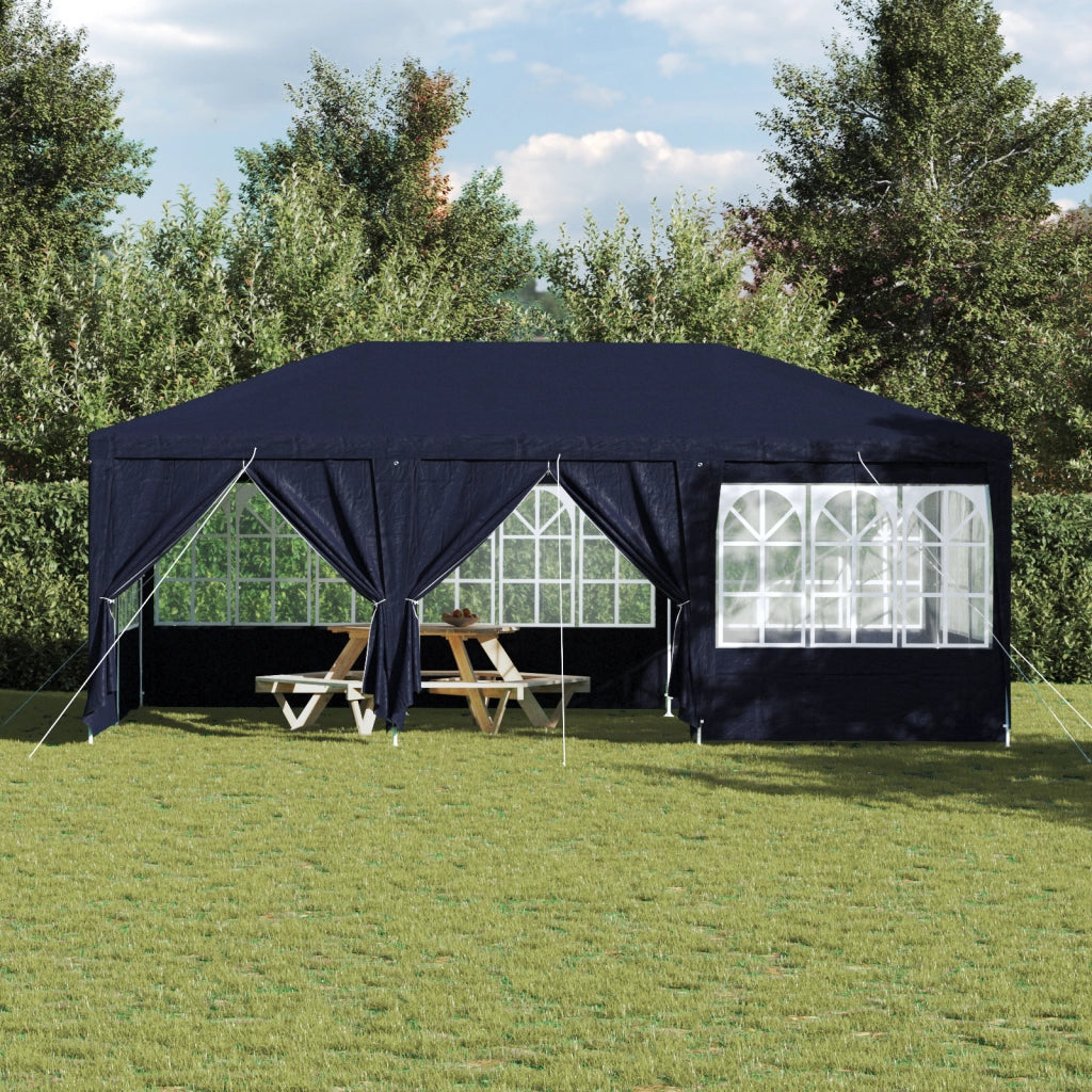 Tenda da festa con 10 pannelli laterali blu 6x4 m in PE