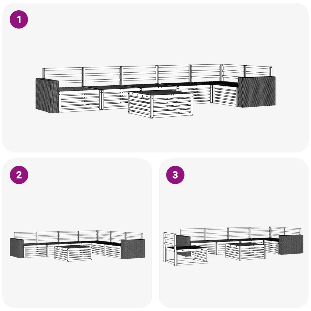Set di divani da esterno 7 pcs Naturale 79 x 79 x 37 cm 3383457