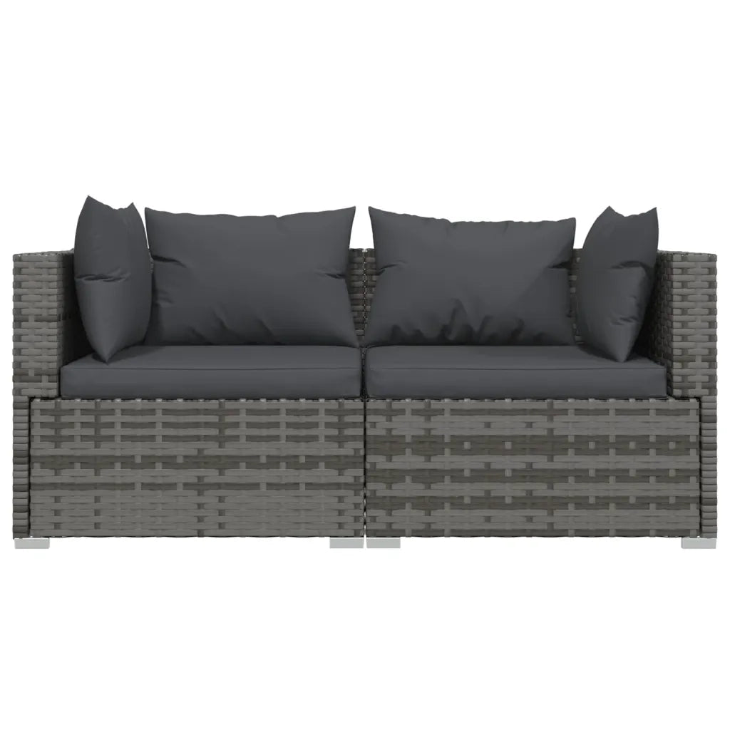 Divano a 2 Posti con Cuscini in Polyrattan Grigio cod mxl 39792