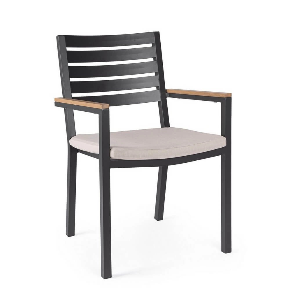 Set 4 Sedie con Braccioli Alluminio Antracite da Esterno - CARMEYA