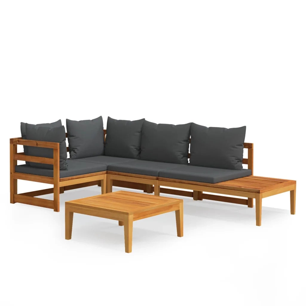 Set Divani Giardino 4 pz con Cuscini Grigio Scuro Legno Acacia 3087277