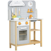 Casetta Cucina Bambini in Legno con Accessori Grigio ¨C Zephmum ¨C 90x40x100 cm
