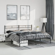 Giroletto con Testiera e Pediera-Struttura Letto Metallo Nero 193x203 cm 504027