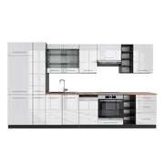 Cucina componibile Fame-Line Bianco lucido/Antracite 355 cm, PL Rovere Vicco