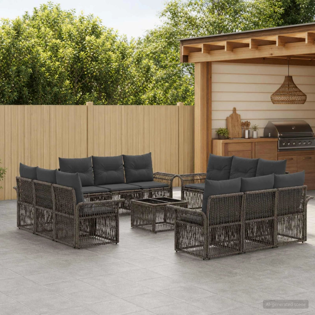 Set Divano da Giardino 13 pz Grigio polyrattan 3434783