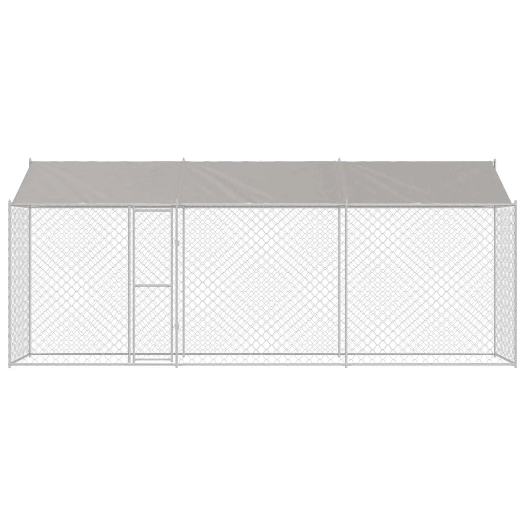 Gabbia per Cani con Tetto Argento 600 x 200 x 256 cm