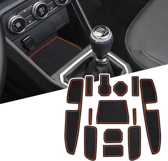 Matte antislip per Dacia Sandero 3/Sandero Stepway III 2021-2023, set di tappeti per supporto braccio console, mattonelle antislip lavabili (arancione)