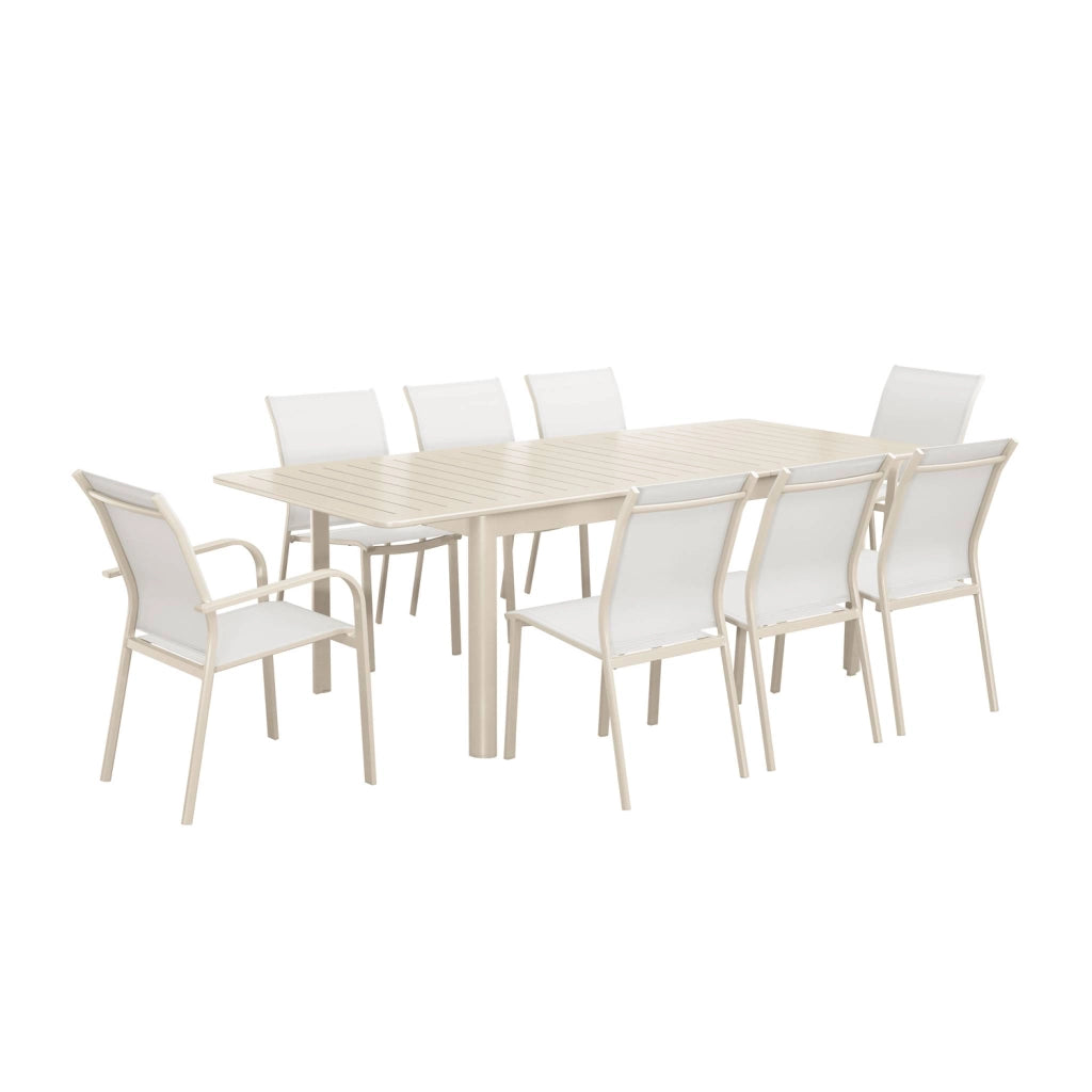 Tavolo da giardino allungabile in alluminio, 8 posti, beige