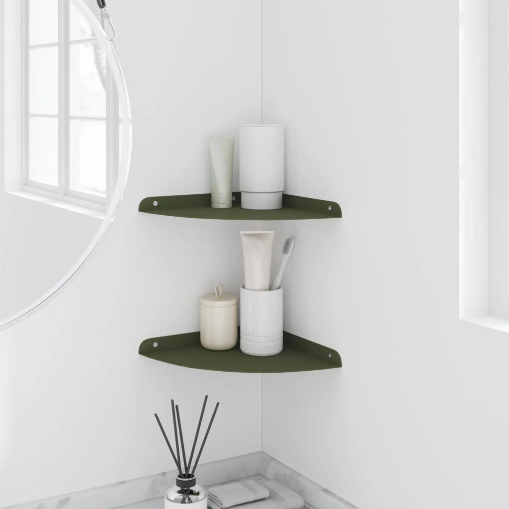 2 pz Mensola | Ripiano | Scaffale sospesa Verde oliva 24 x 24 x 2 cm