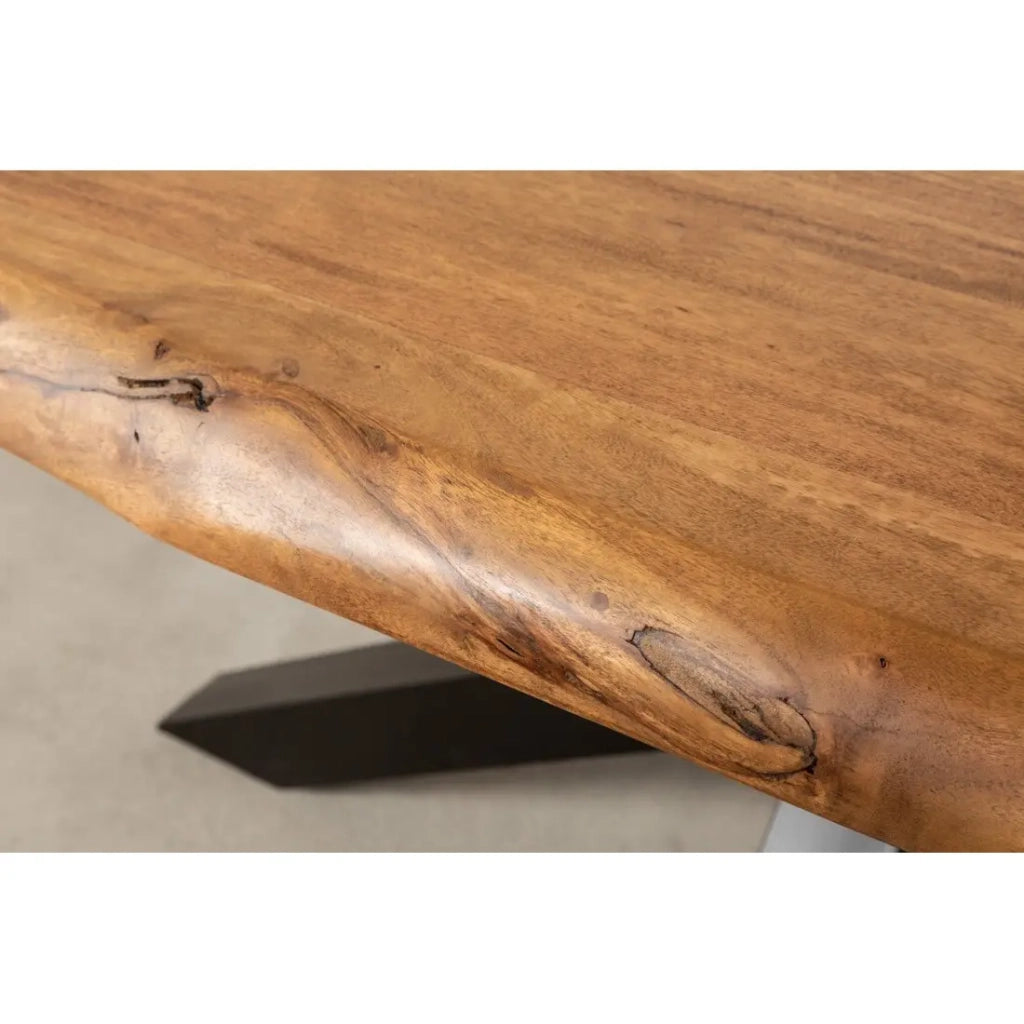 Table ARKAYA 220 cm – Piano in legno massiccio di acacia verniciato e struttura in metallo nero – Design industriale ed elegante