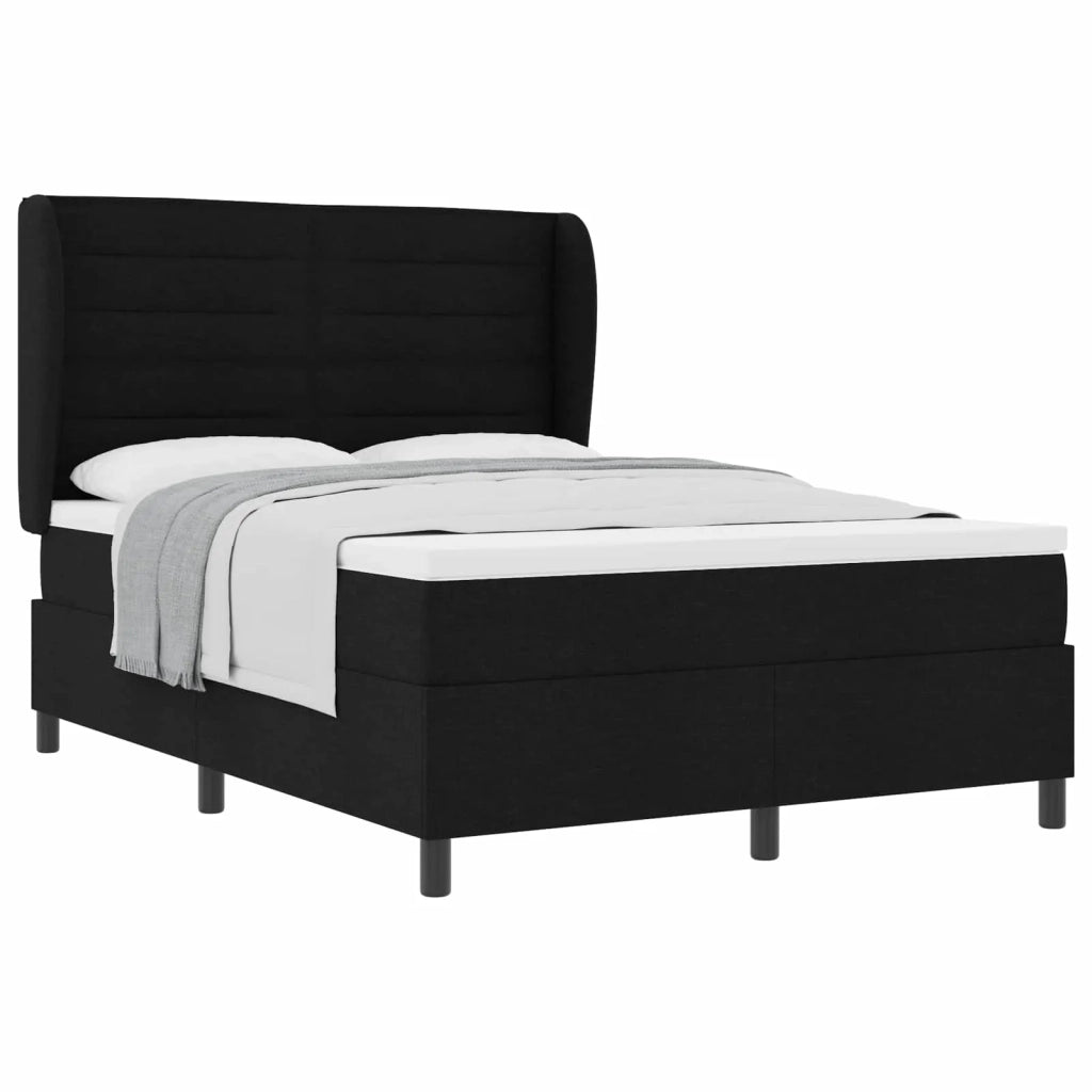 Letto a molle con materasso Nero 140 x 190 cm Tessuto 3340496