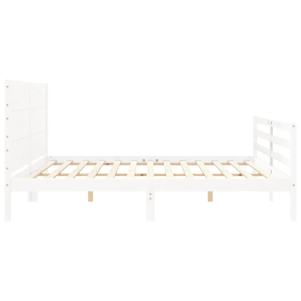 Giroletto con Testiera Bianco 200x200 cm in Legno Massello