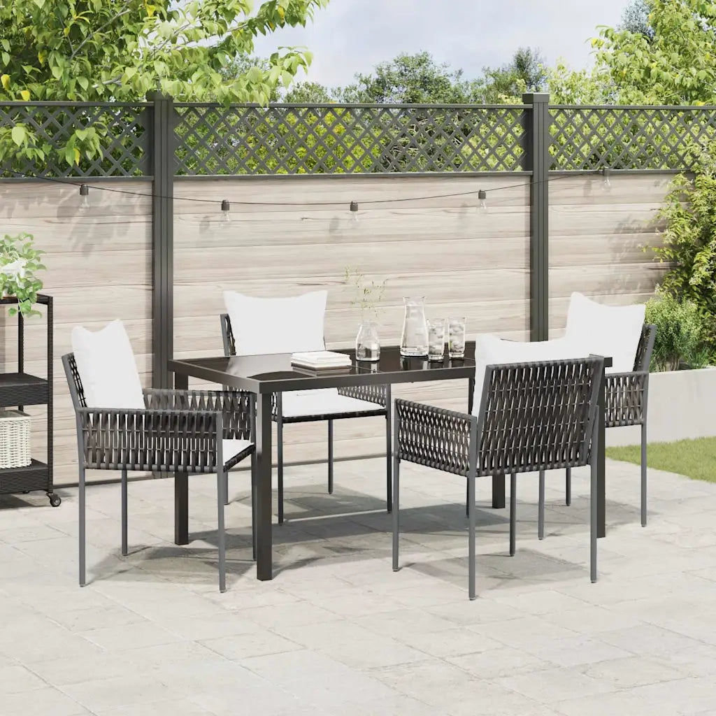 Set da Pranzo per Giardino 5 pcs Marrone e Nero Rattan in PE 3379096
