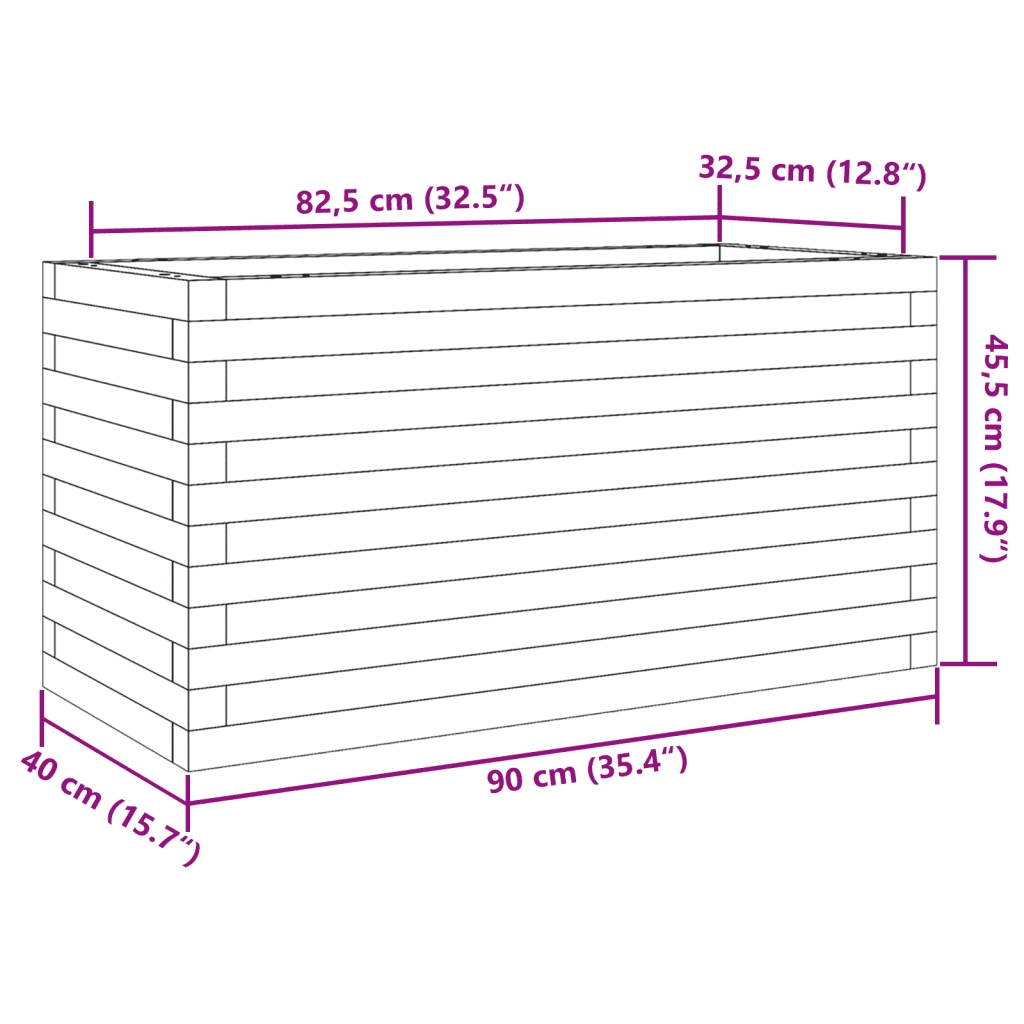 vidaXL Fioriera da Giardino 90x40x45,5 cm in Legno Massello di Douglas