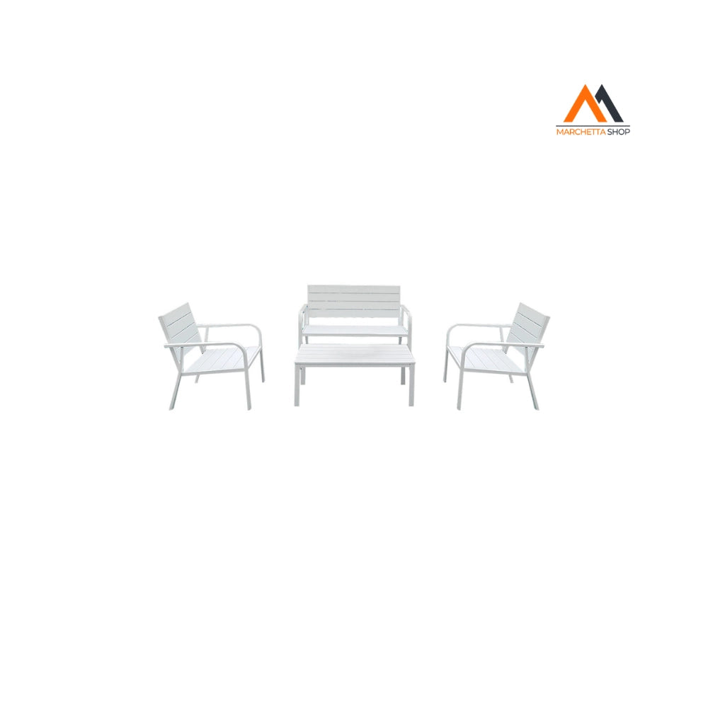 SET GIARDINO EFFETTO POLYWOOD 'ARBUS' colore bianco