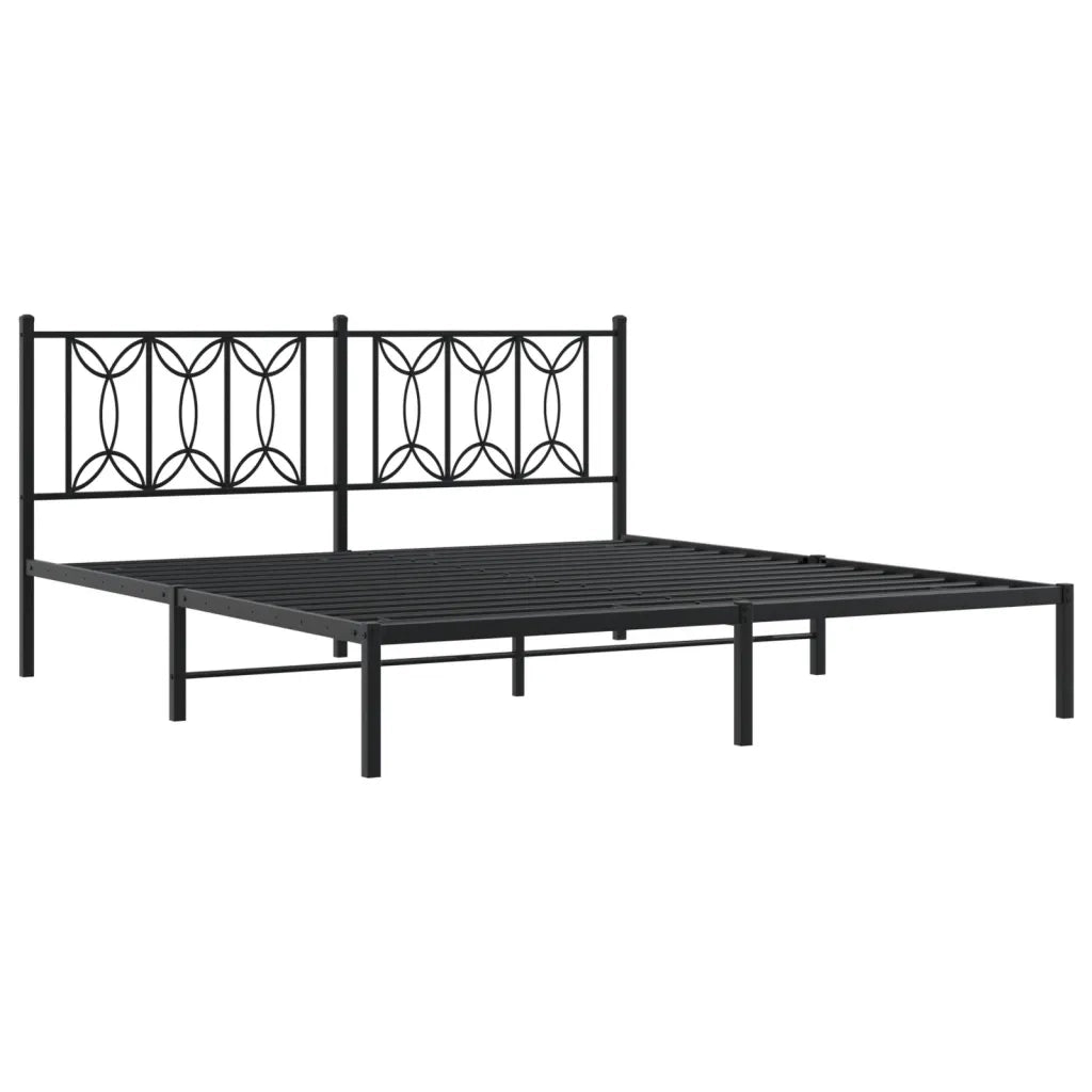 Giroletto con Testiera-Struttura Letto con testiera in Metallo Nero 183x213 cm 594653