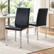 Set di 2 sedie da pranzo in PU nero con gambe argento