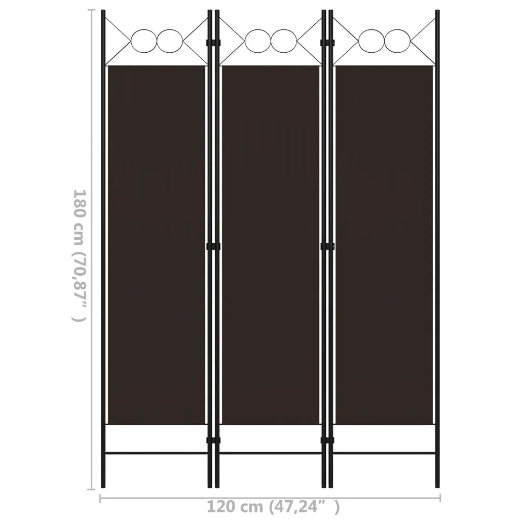 Paravento a 3 Pannelli Marrone 120x180 cm cod mxl 72002