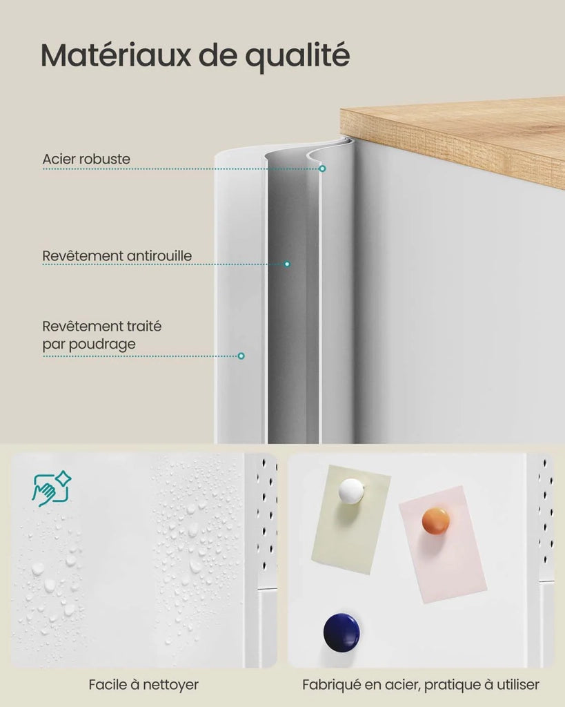 Mobile contenitore in metallo credenza a due ante credenza con chiusura magnetica ripiani regolabili struttura in acciaio bianco 12_0007934