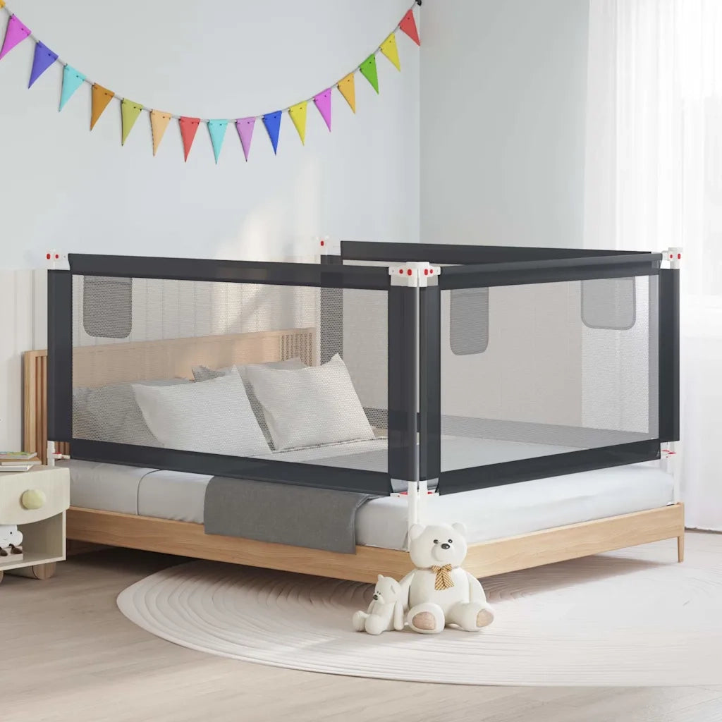 Sponda Letto Sicurezza Bambini Grigio Scuro 180x25 cm Tessuto 10231