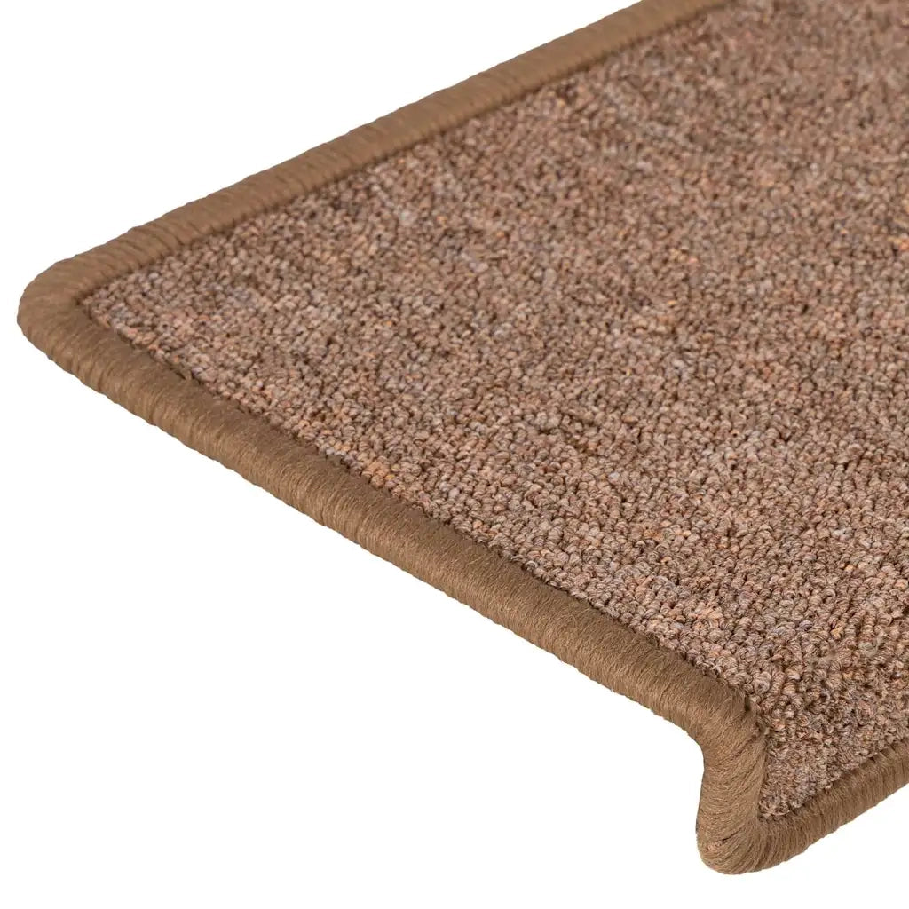Tappetini per scale 15 pz 65x21x4 cm Marrone Bordo rettangolare 326196