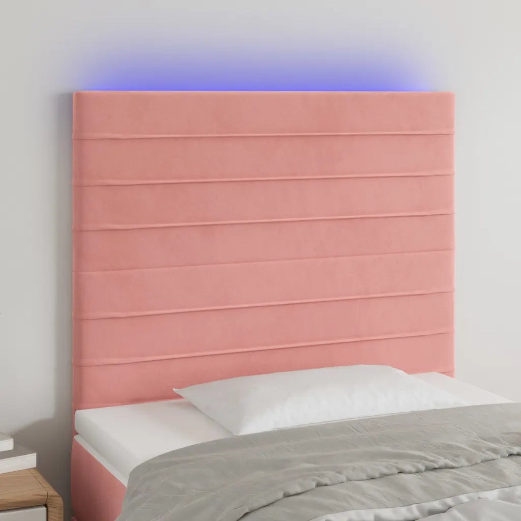 Testiera a LED-Testata con LED Rosa 100x5x118/128 cm in Velluto 969410