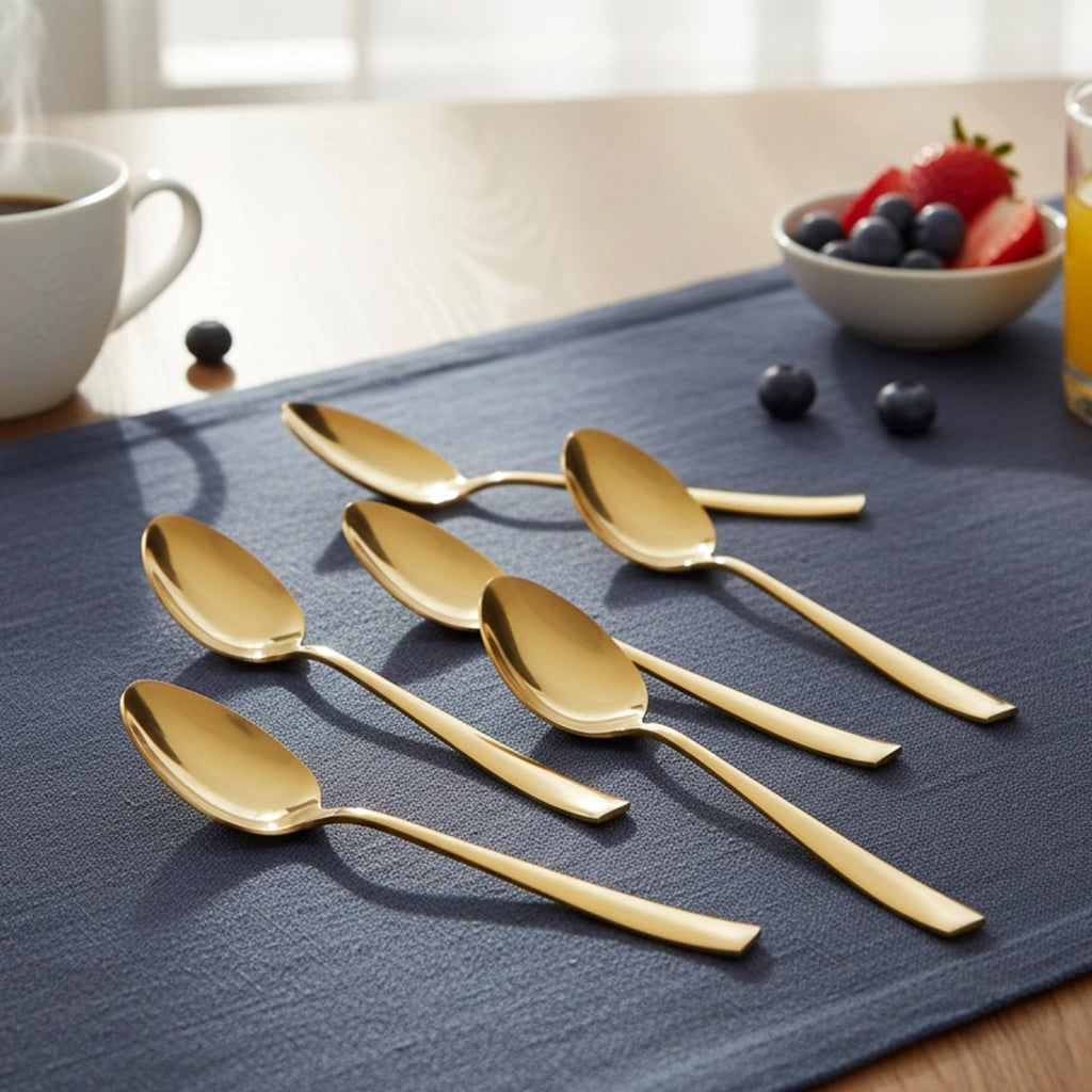 Set di 6 cucchiaini da dessert da 14,5 cm in acciaio inossidabile Dorato Cheffinger
