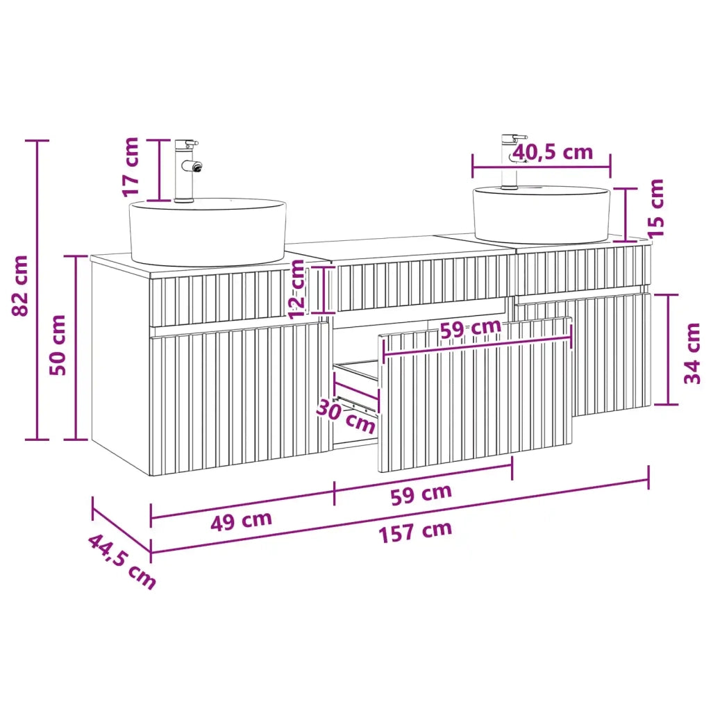 Set di Armadi da Bagno 3 pz Legno antico 49 x 44,5 x 65 cm 3405755