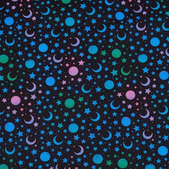 Tessuto Decorativo con Stelle e Luna - 149,6 cm Largo - 0,2 mm Spessore