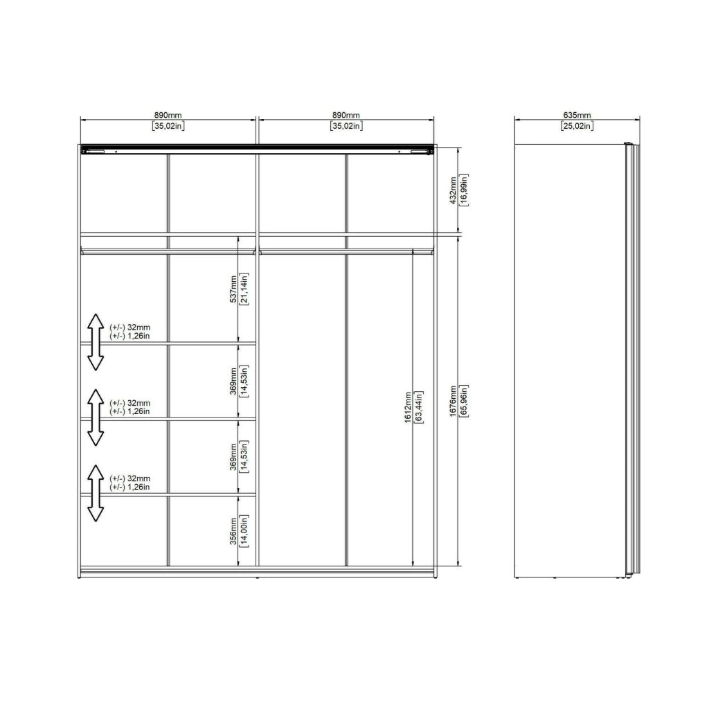 Guardaroba 2 ante Taxus, Mobile camera da letto, Cabina armadio portabiti, Armadio appendiabiti, 182x61 h220 cm, Bianco lucido