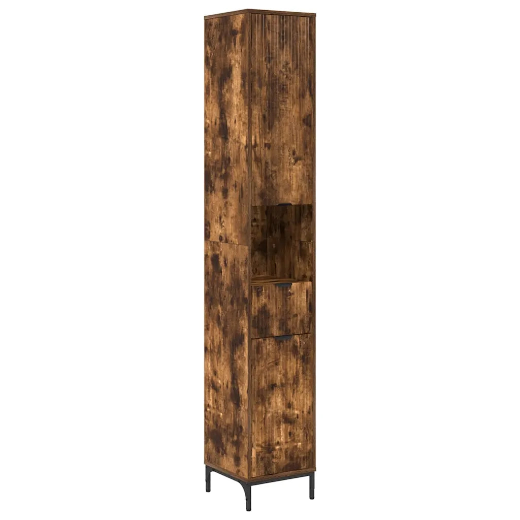 Mobile da Bagno con cassetto Rovere fumé 31,5 x 33 x 190 cm