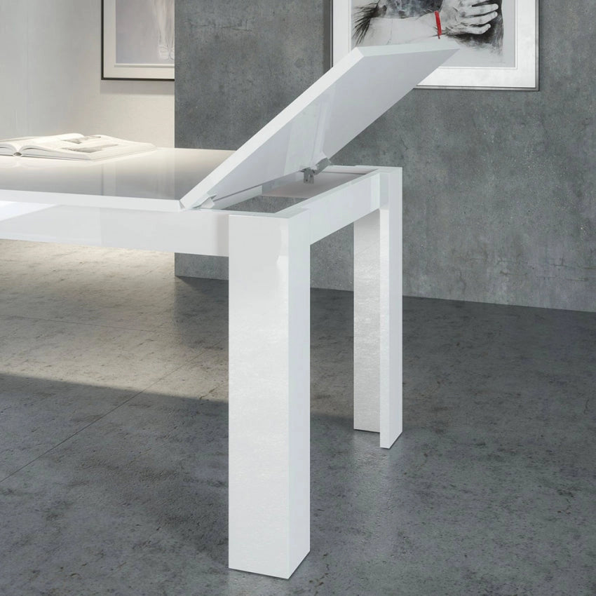 Tavolo Allungabile JESI 160 - Design Moderno Bianco Lucido