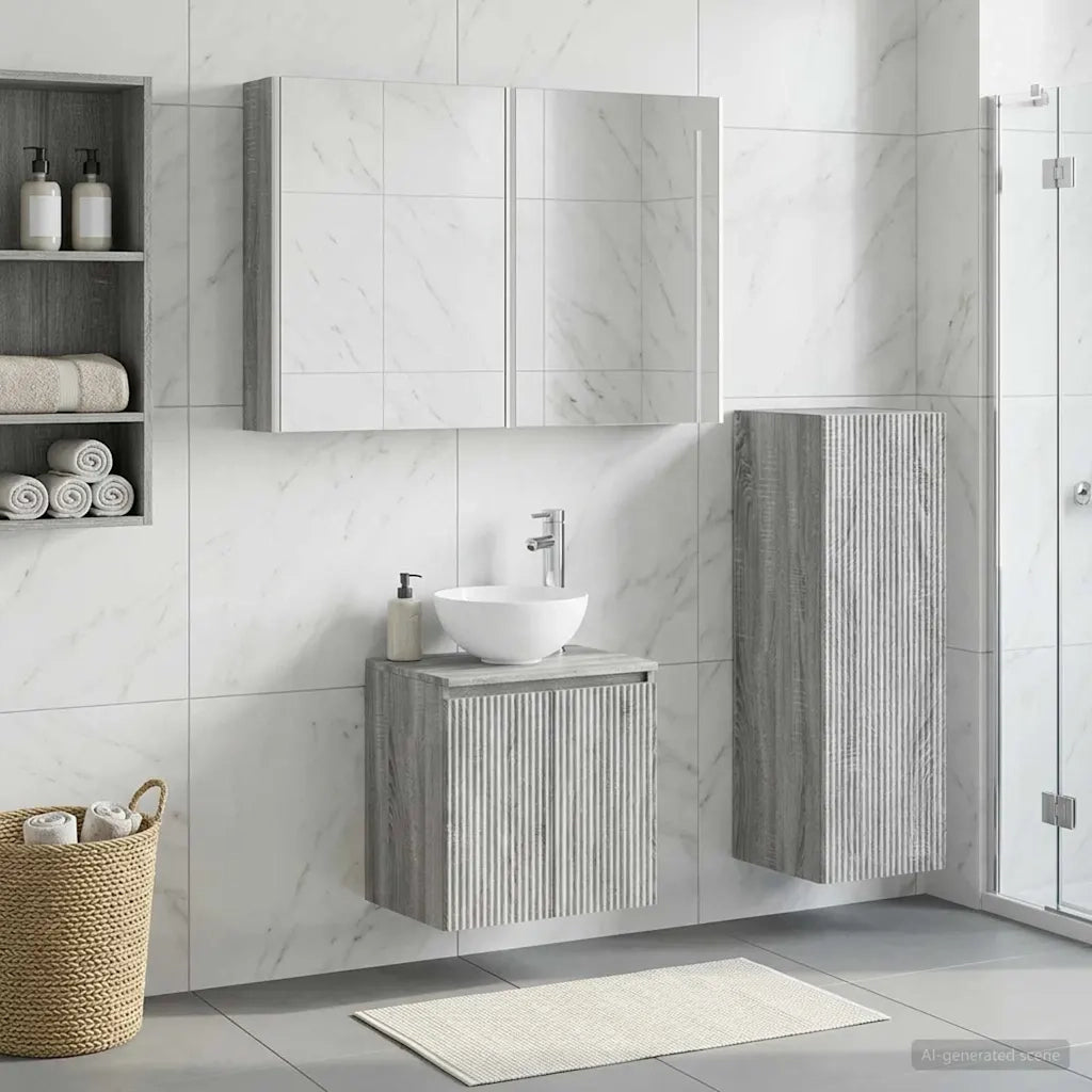Set di mobili per il bagno 4 pcs Sonoma grigio 3407428